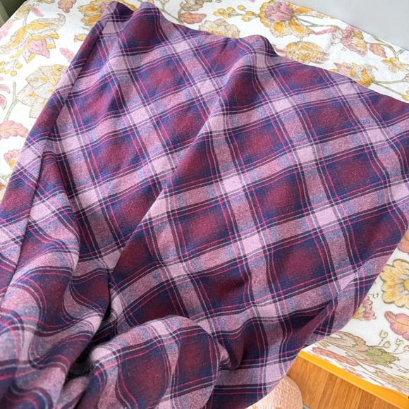 220 Hickory Vtg Maxi Skirt Dark Academia Purple Plaid Wool Blend Side Zip Long L - Picture 8 of 10